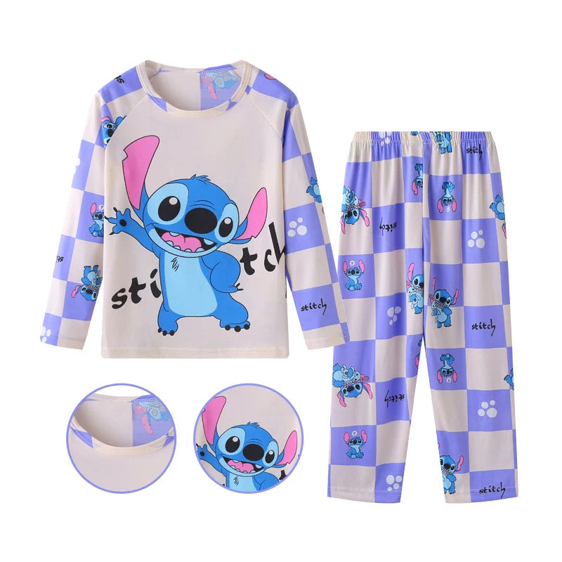 2 Pcs Boys/Girls Stitch Pajamas Casual Sleepwear Long Sleeve