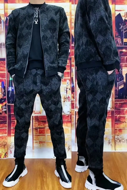 Mens Zipper Hoodie Tracksuit Jacket+Sweatpants