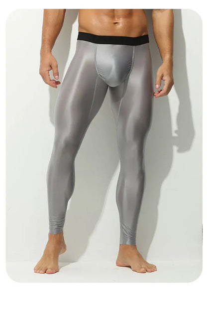Glossy Men's Tight Fitness Running Sweatpants Leggings