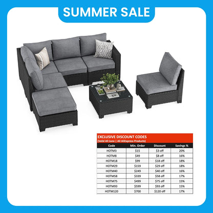 Sofa Set, Outdoor Furniture with Ottoman
