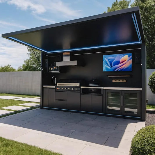 Black/grey Garden/patio Outdoor Bbq Kitchen Pod