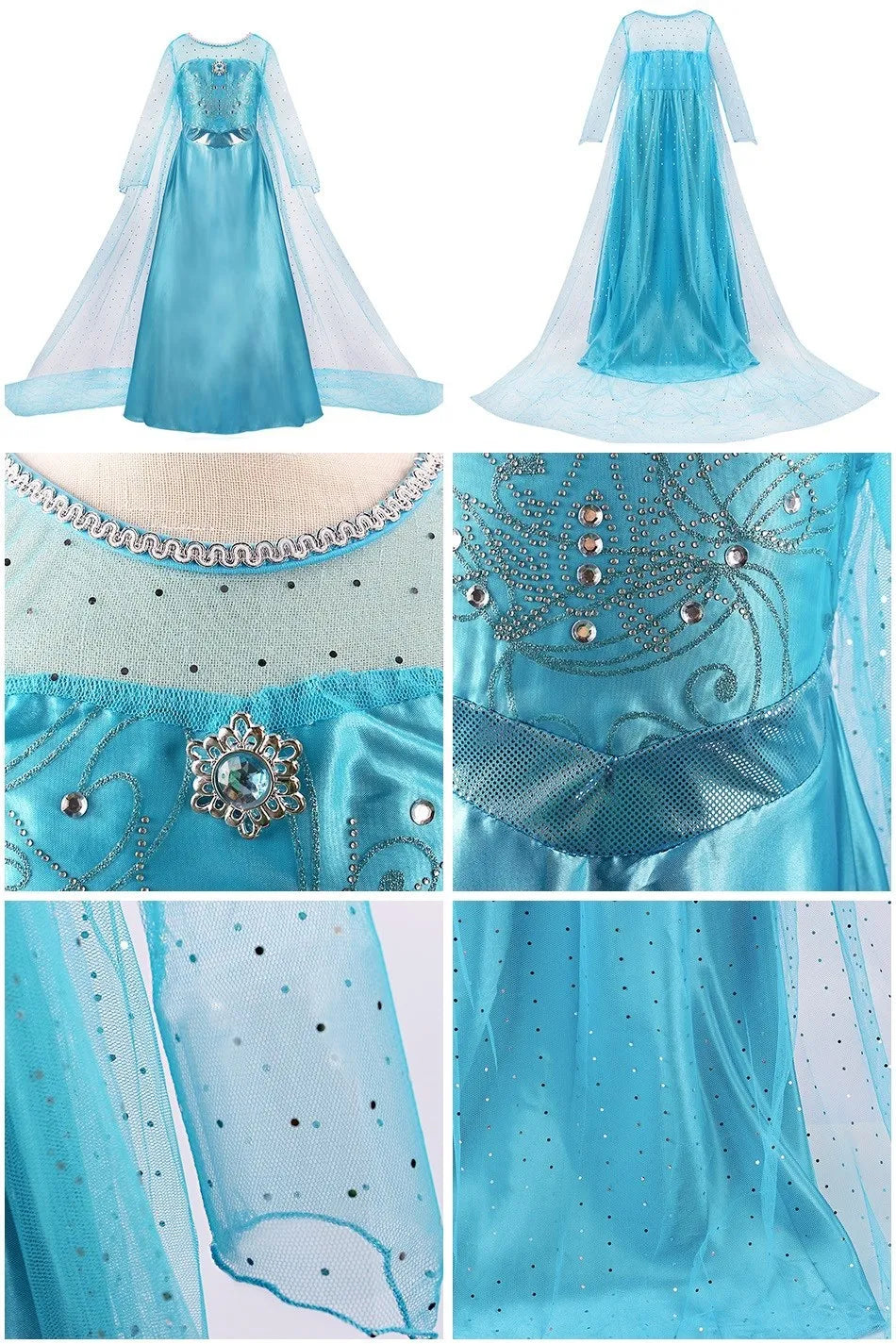 Girls Elsa Anna Dress Princess Carnival Jasmine Rapunzel