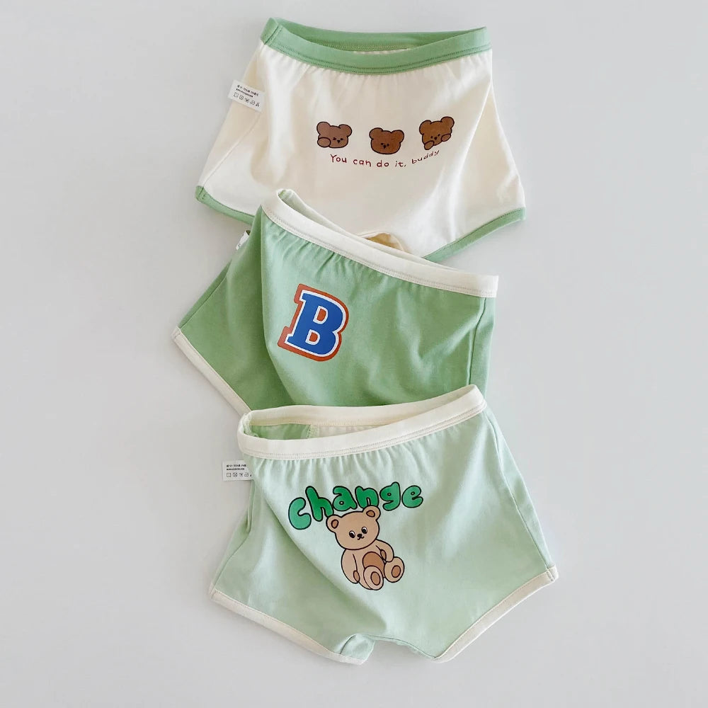 3PCS Young Girls/Boys Cute Cotton Briefs Boxers Underwear
