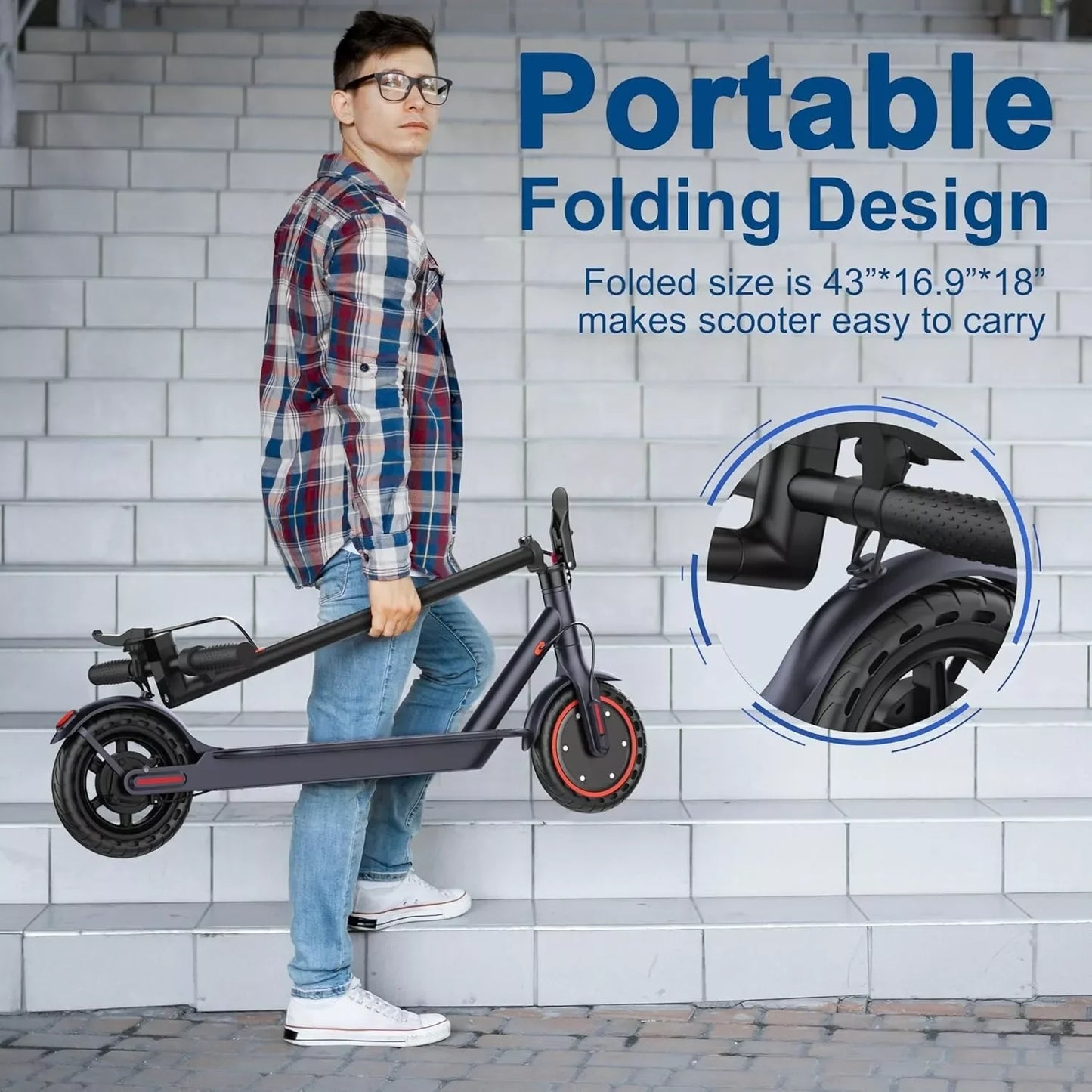 Electric Scooter 350W 19mph Max Speed Folding