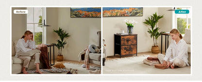 Table Storage Closet Chest Display 2 Fabric Drawers