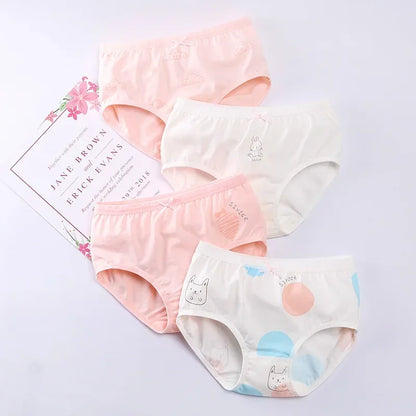 4PCS Girl Antibacterial Cotton Underwear