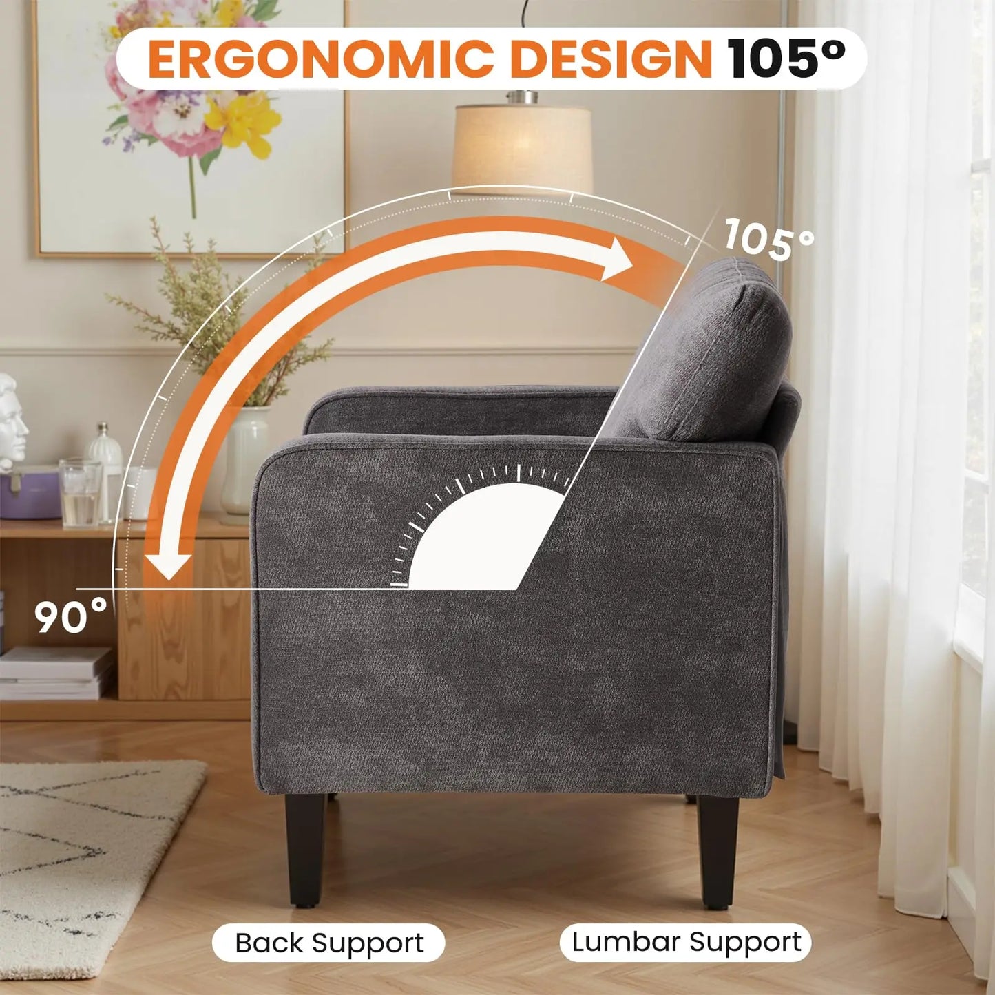 Modern Accent Chairs for Living Room Ergonomic