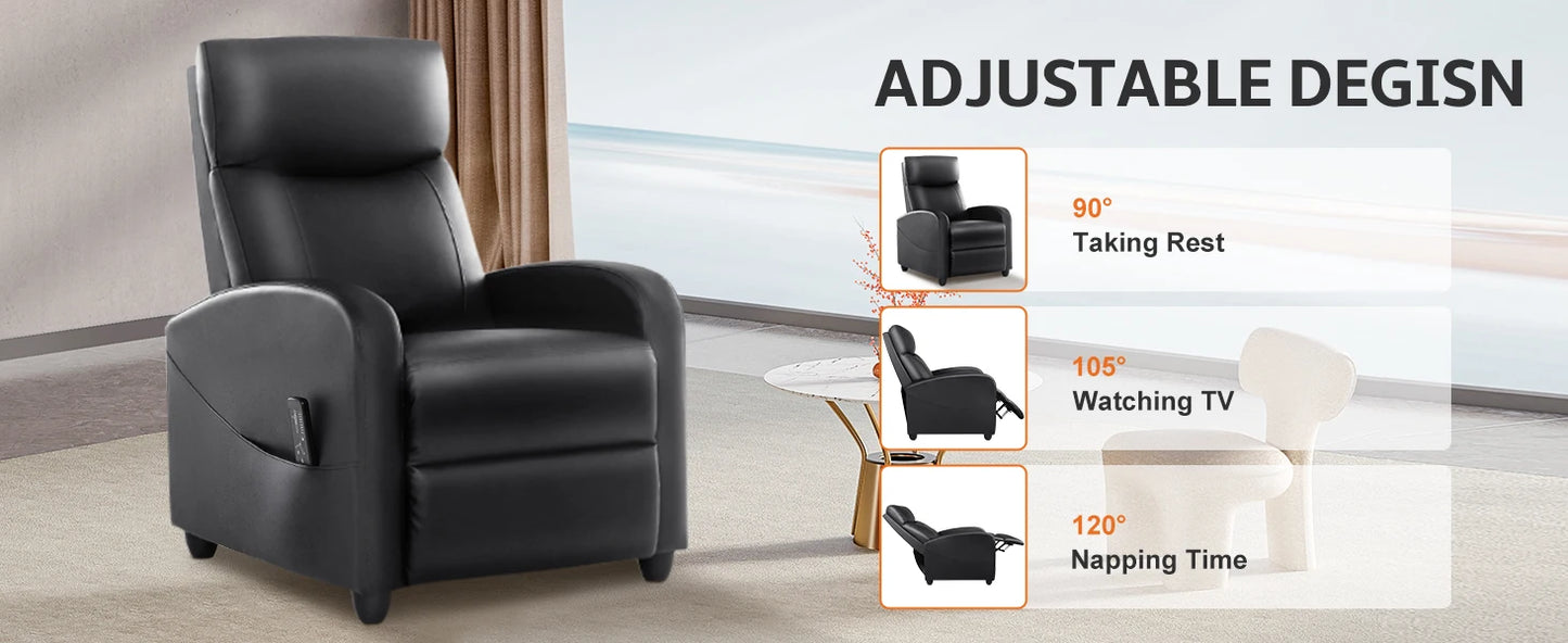 Massage Sofa Fabric Theater Lumbar Support Adjustable