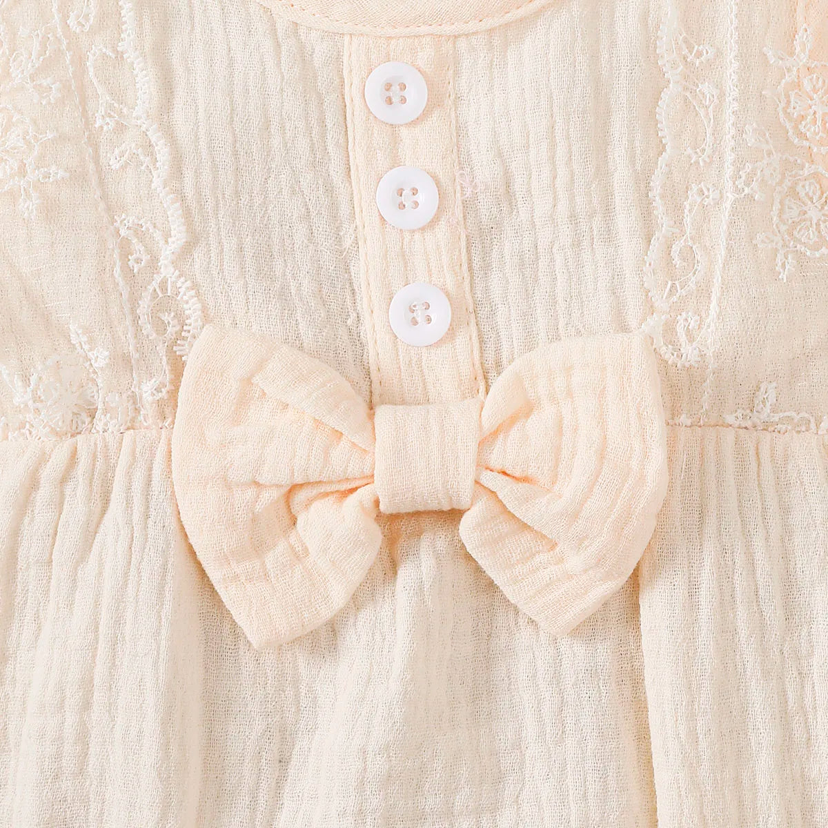 0-18 Month Solid Color Sleeveless Round Neck Lace Edge