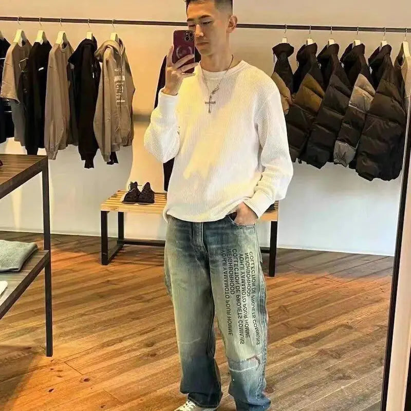 Loose Personality Trendy Washed Pants Men'