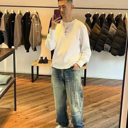 Loose Personality Trendy Washed Pants Men'