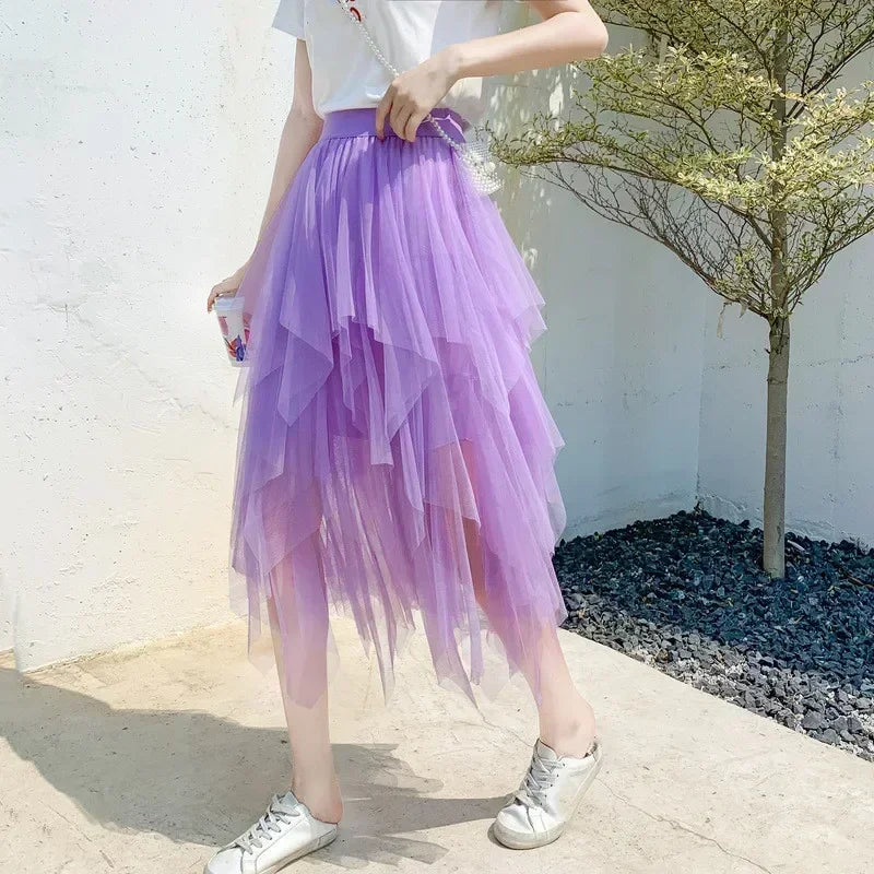 Fashion Tutu Skirt Casual High Waist Midi