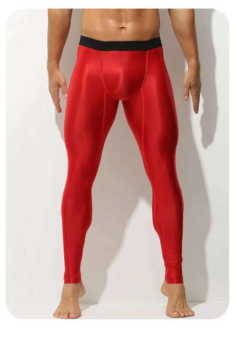 Glossy Men's Tight Fitness Running Sweatpants Leggings