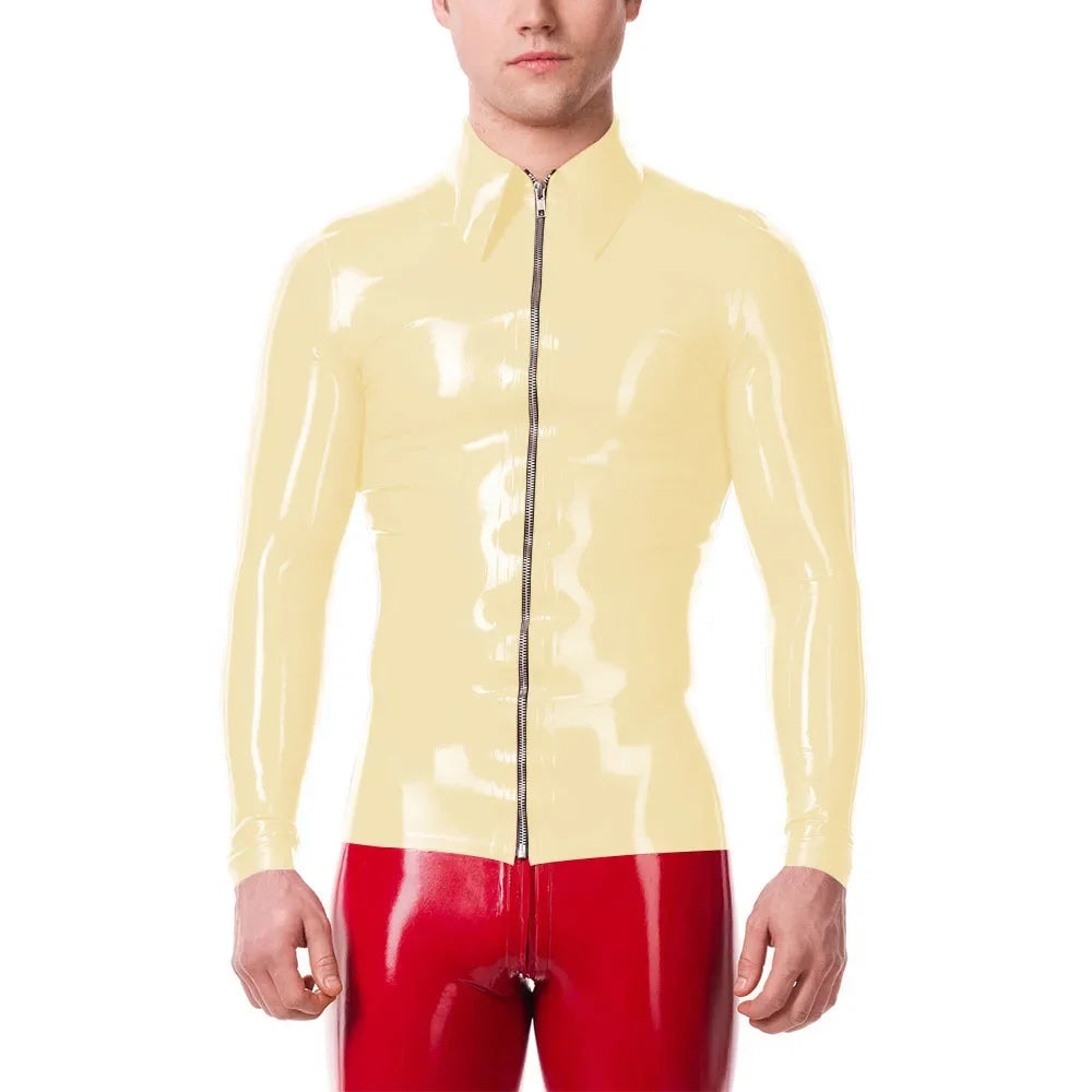 Mens Fashion Zipper Long Sleeve Jacket Turn-down Collar