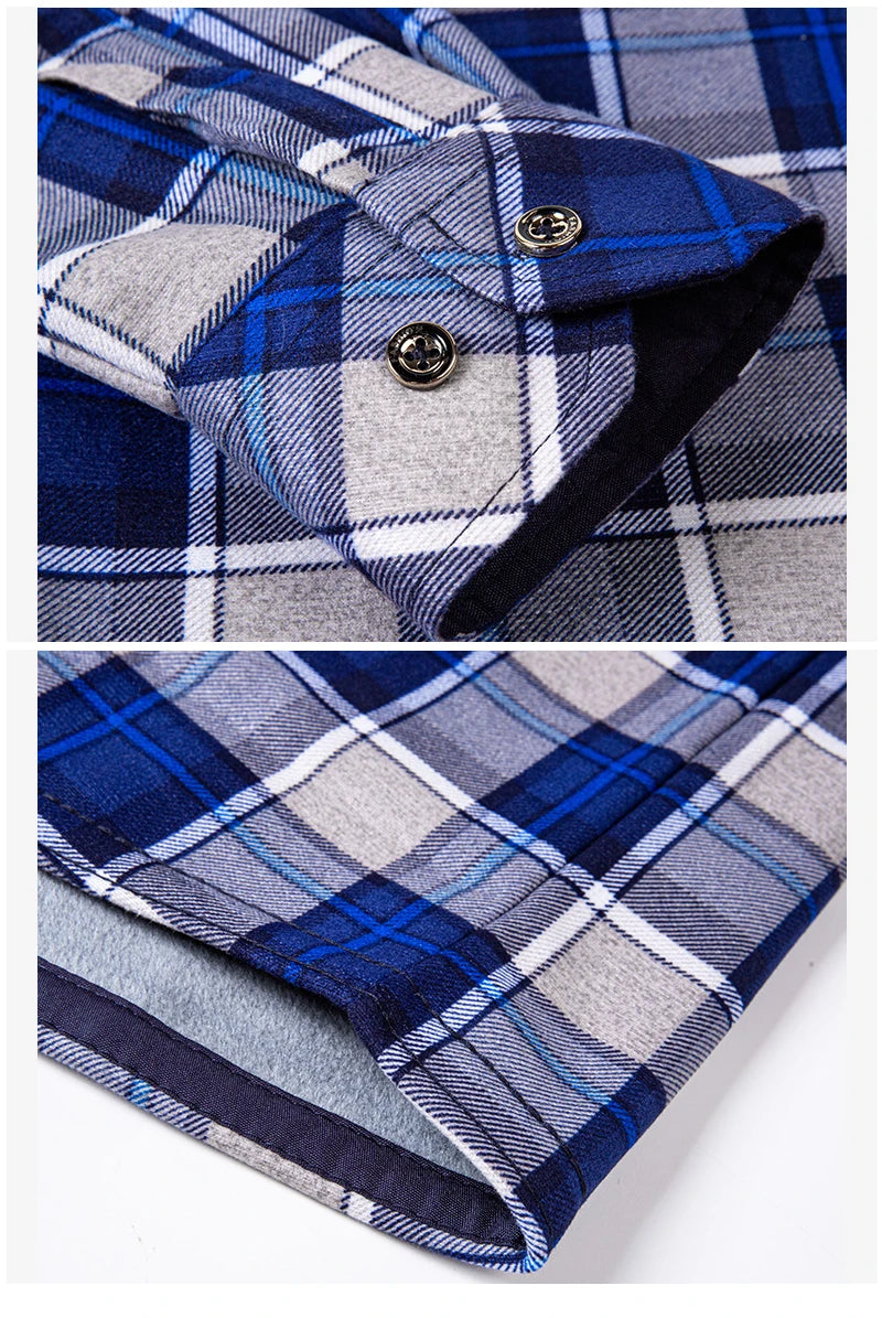 Flannel Plaid Casual Menswear Long Sleeve Fleece
