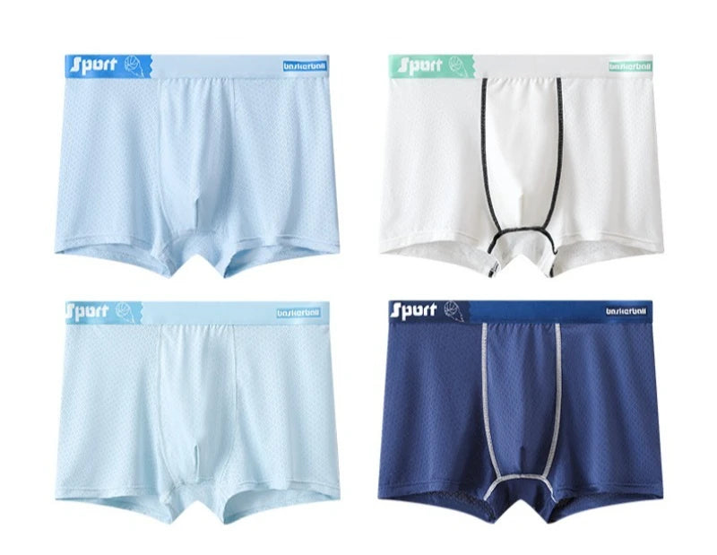 4PCS Teens Boys Mesh Breathable Comfort Antibacterial Underwear