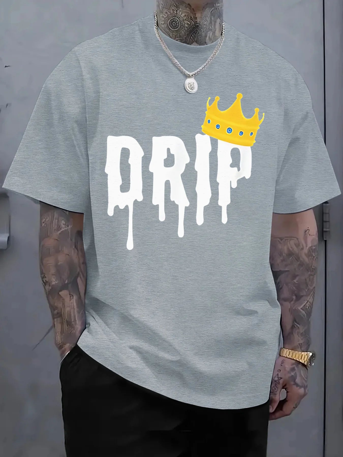 Drip Crown Design Comfortable Fit T shirt