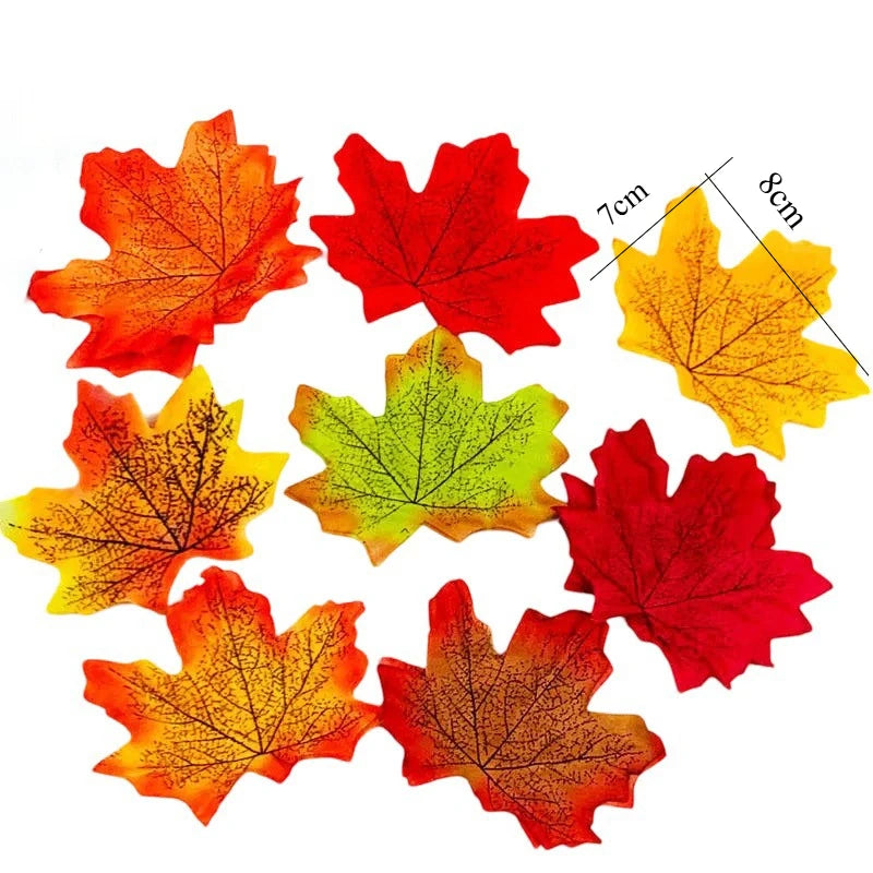 50/100/200Pcs Artificial Maple Leaves Autumn Silk Fall Leaf