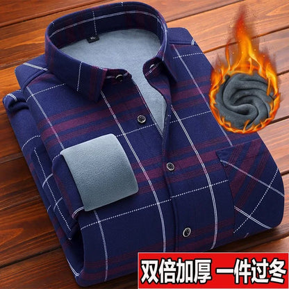 American Vintage Thickened Warm Plaid Shirt Mens