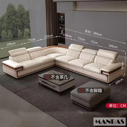 Genuine Leather Sofa Set for Living Room