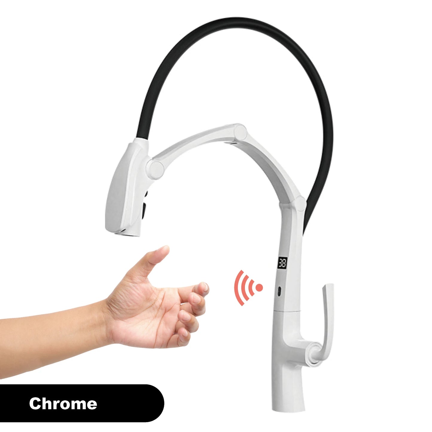 Luxury Gunmetal Brass Kitchen Faucet LED Display