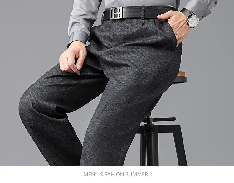 Double Pleated Mens British Pants High Waist