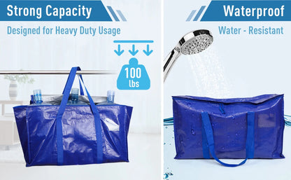 6 Pack Extra Large Moving Bags Heavy Duty Zippers