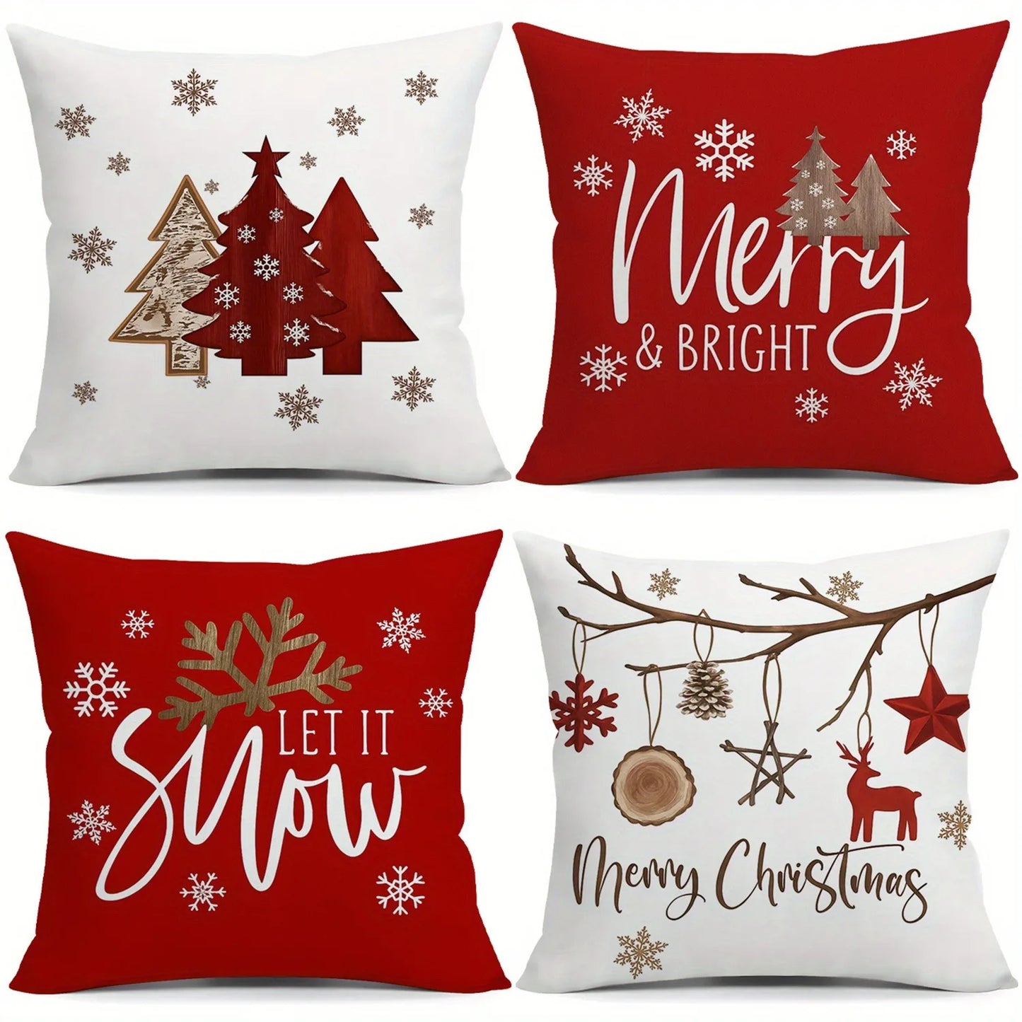 Christmas Tree & Snowflake Pattern Merry Christmas Pillowcases