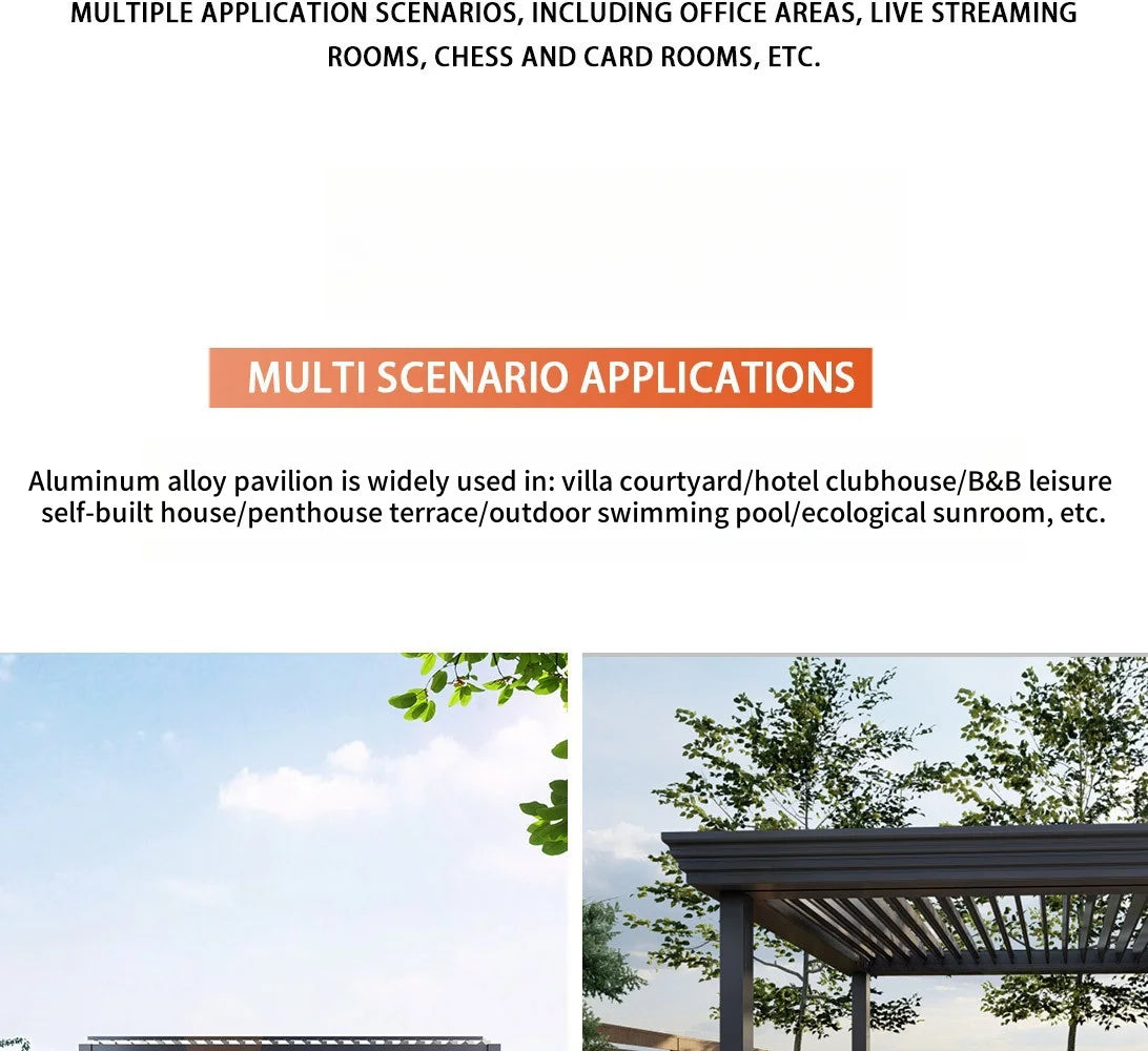 Aluminum Louvered Sunroof Pergola Roof Canopy