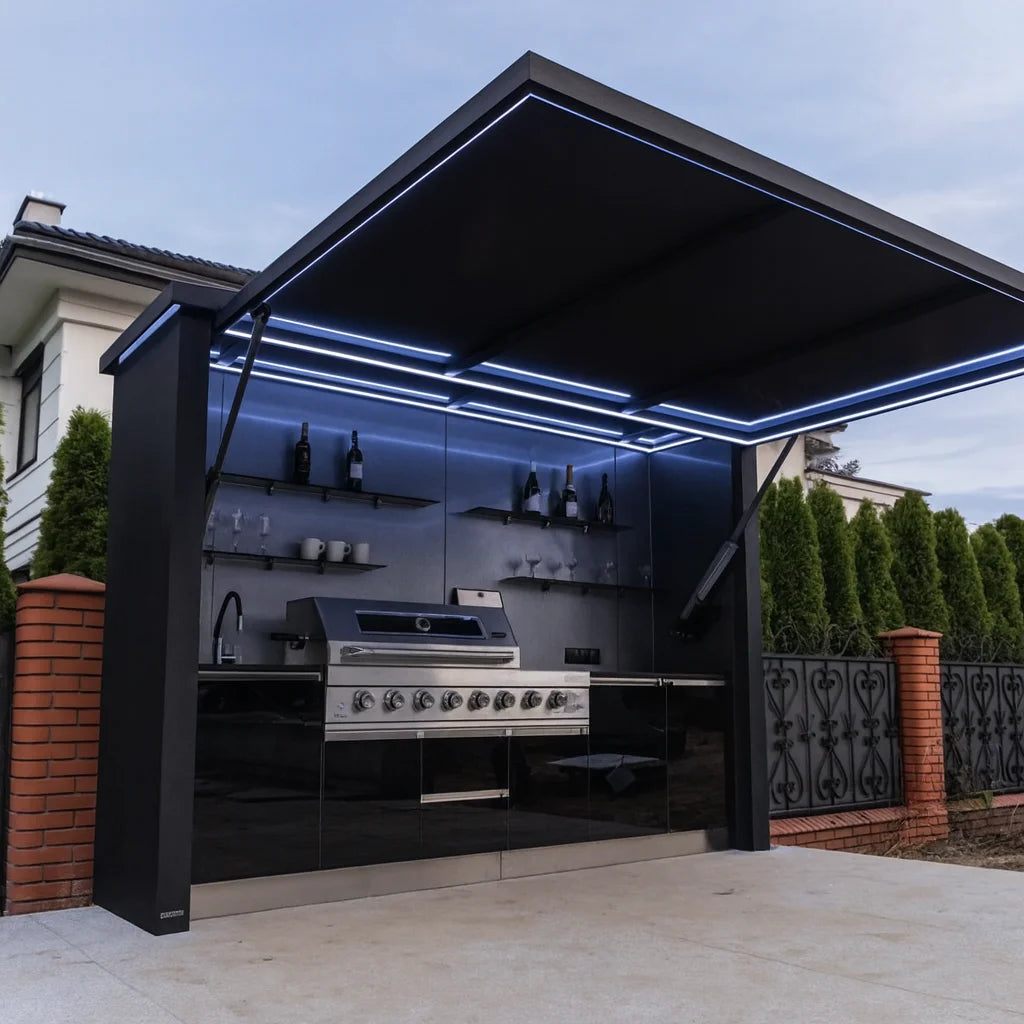 Black/grey Garden/patio Outdoor Bbq Kitchen Pod