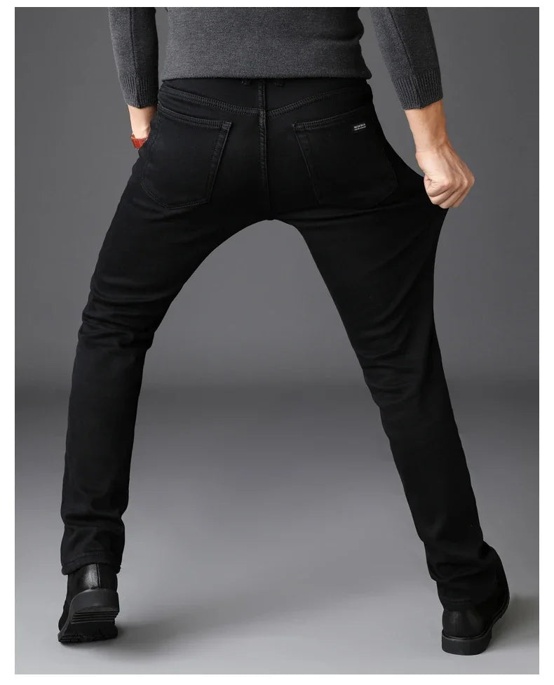 Stretch Black Biker Denim Mens Comfortable Jeans