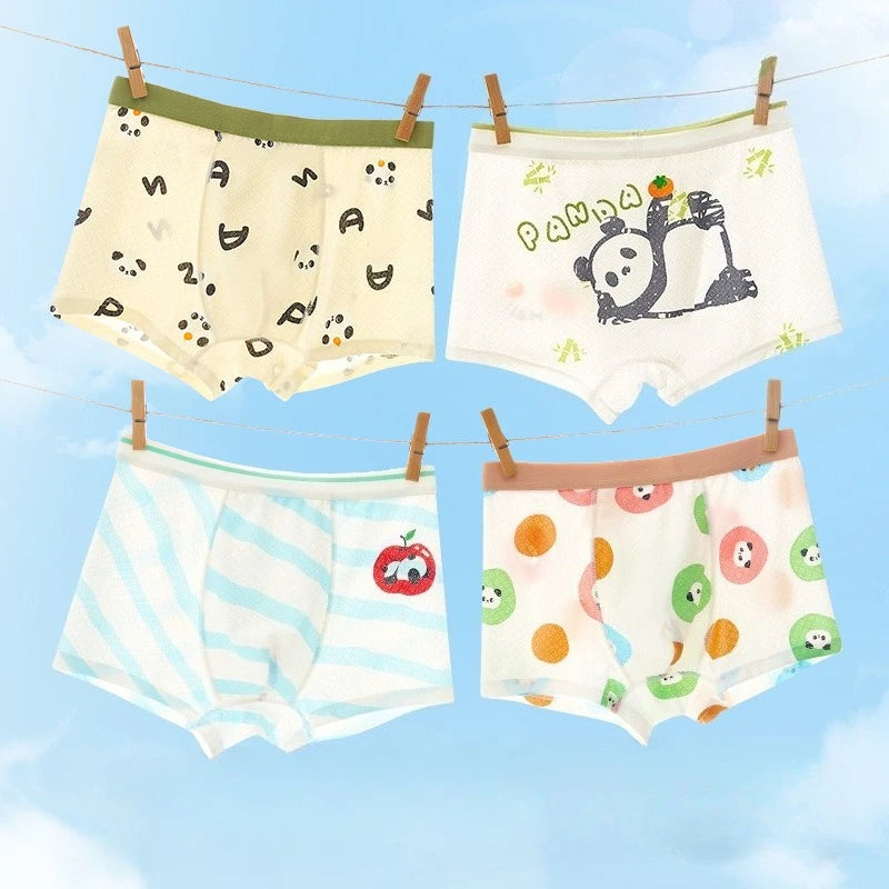 4PCSThin  Mesh Breathable Boys Antibacterial Cartoon Underwear