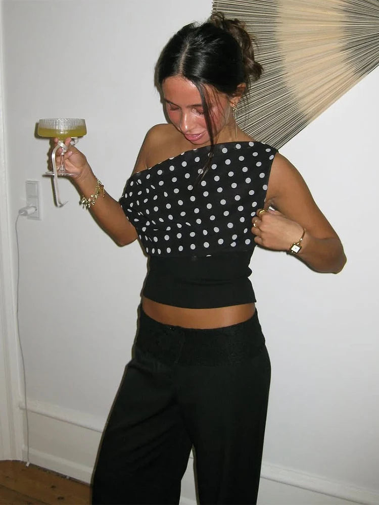 Polka Dots Print Women Trend Off Shoulder