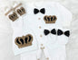 4 Pcs Boy/Girl Rhinestone Crown Jumpsuit Clothing