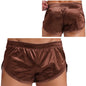 Men Side Split Satin Shorts Built-in Bulge