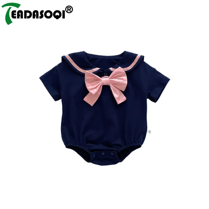Baby Girls Rompers Sailor Collar Bodysuits