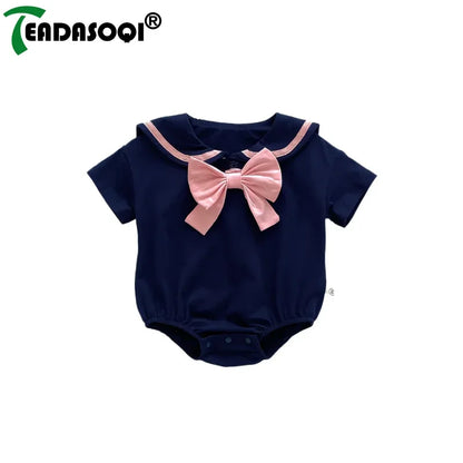 Baby Girls Rompers Sailor Collar Bodysuits