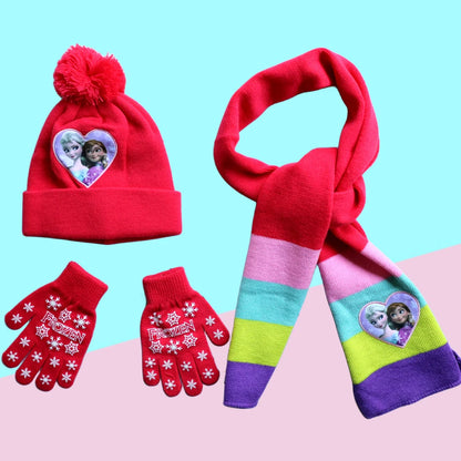 Elsa Anna Classics Princess Cartoon Cap Scarf Hat Glove