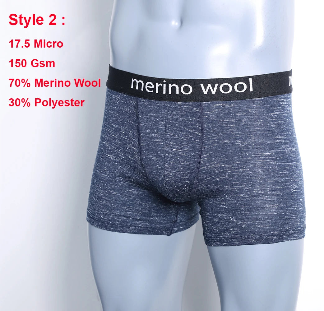 Mens Merino Wool Boxer Brief Breathable Fitness