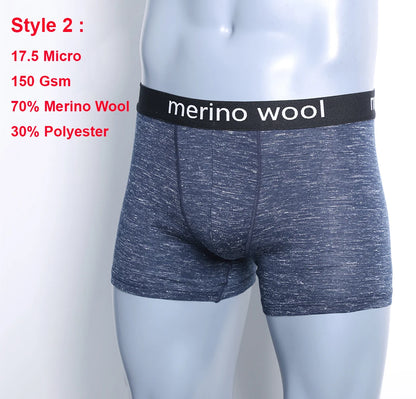 Mens Merino Wool Boxer Brief Breathable Fitness
