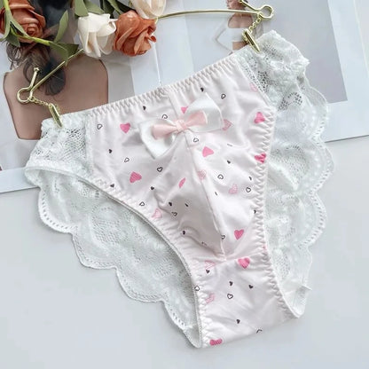 Men's Lace Bowtie Briefs Flower Emroid Sweet Panties