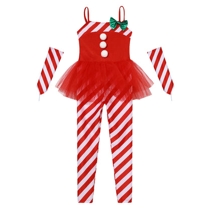 Girls Candy Cane Costume Christmas Dancewear Stripes