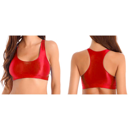 Glossy Womens Mid Waist Gym Fitness Yoga