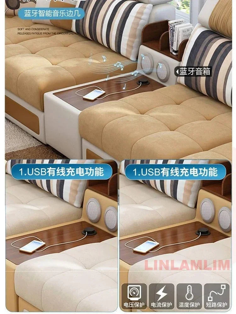 U-Shaped Sectional Fabric Sofa Set