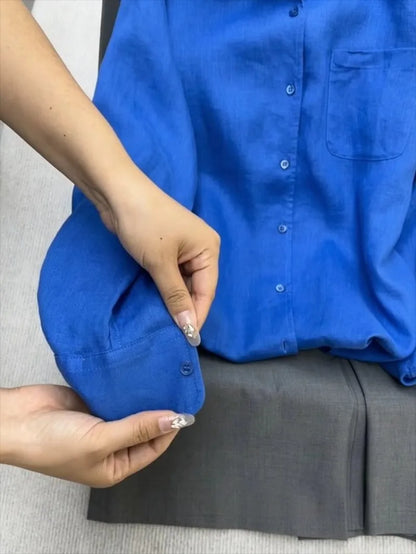 Casual Turndown Collar Single Breasted Tops