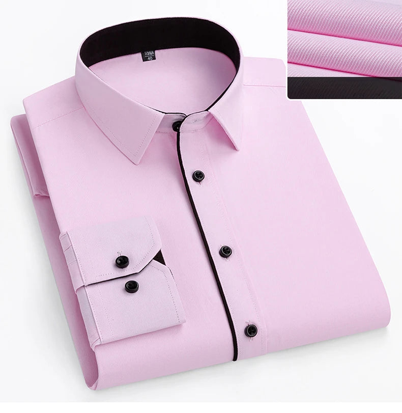 double collor Full shirts for men plus size