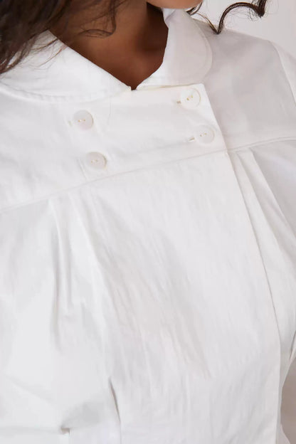 Doll Collar White Long Sleeves Slim Top