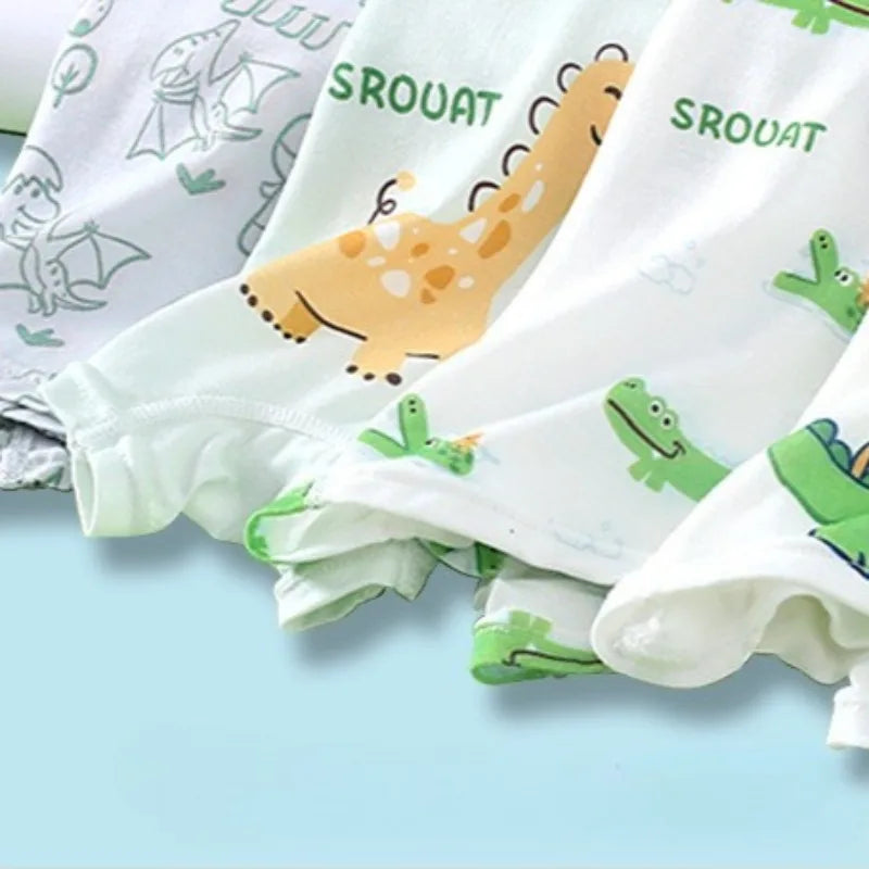 4PCS Cute Dinosaur Boys Breathable Underwear