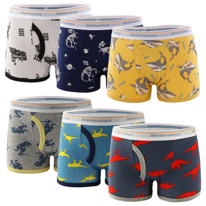 6 Pcs Toddler Boys Cartoon Boxer Briefs Underwear