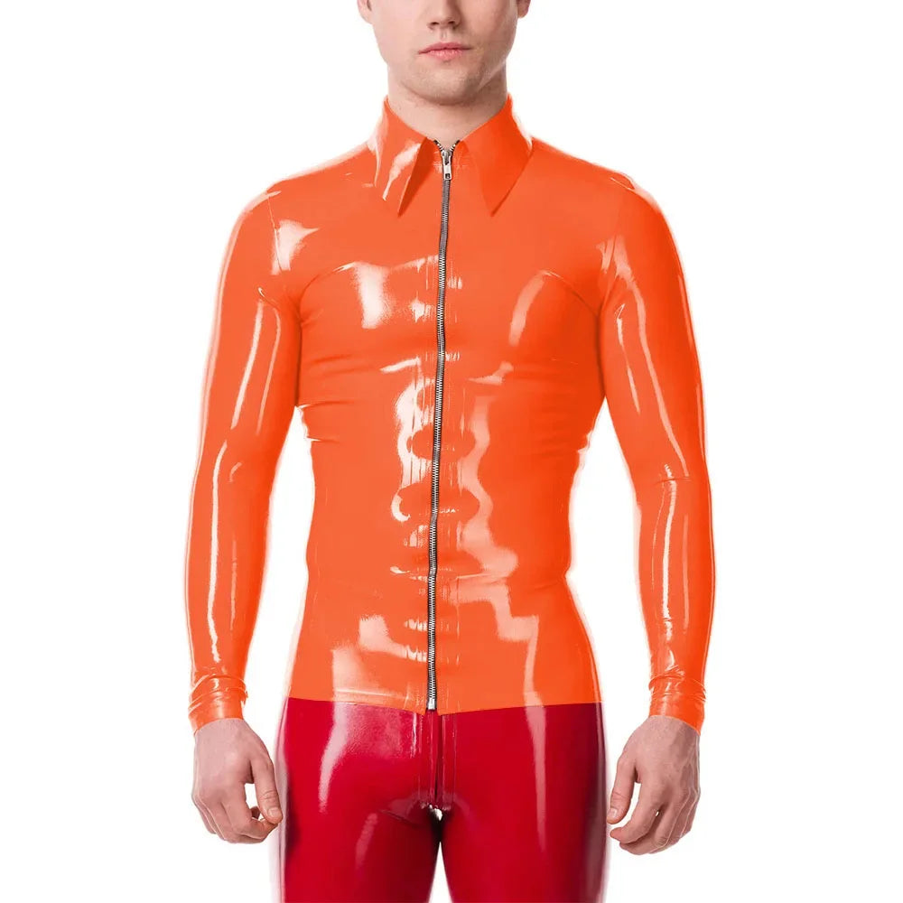 Mens Fashion Zipper Long Sleeve Jacket Turn-down Collar